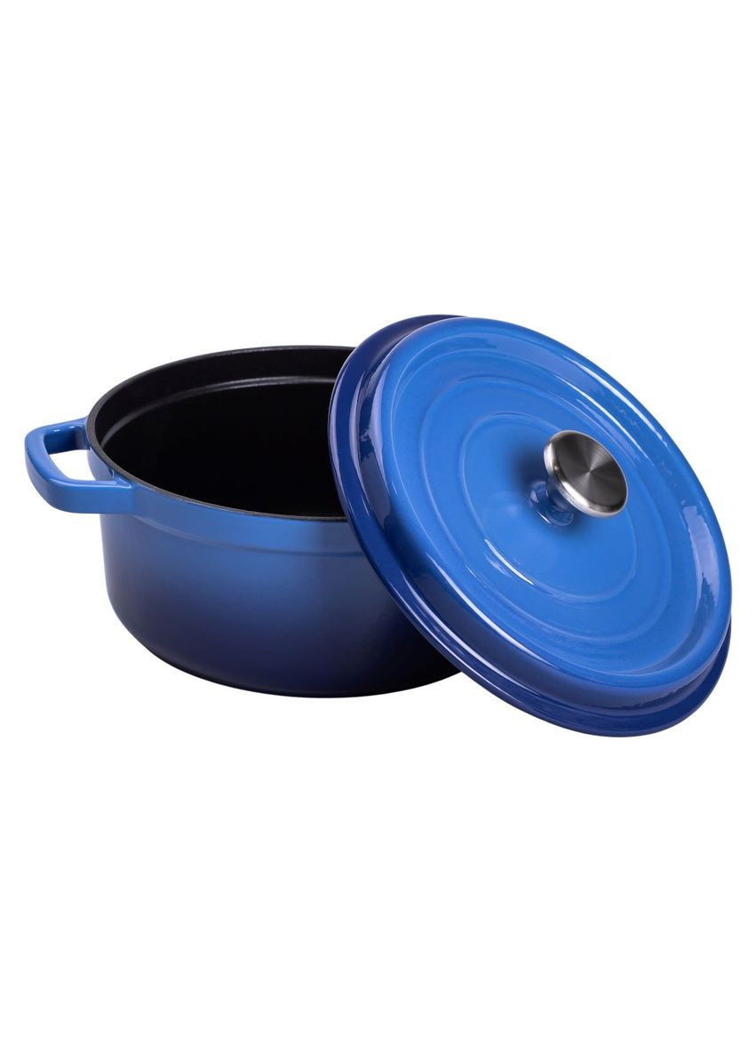 Каструля чавунна емальована 3 л з кришкою Ø24 см Синя HP-1-3BL No Brand (353502256)