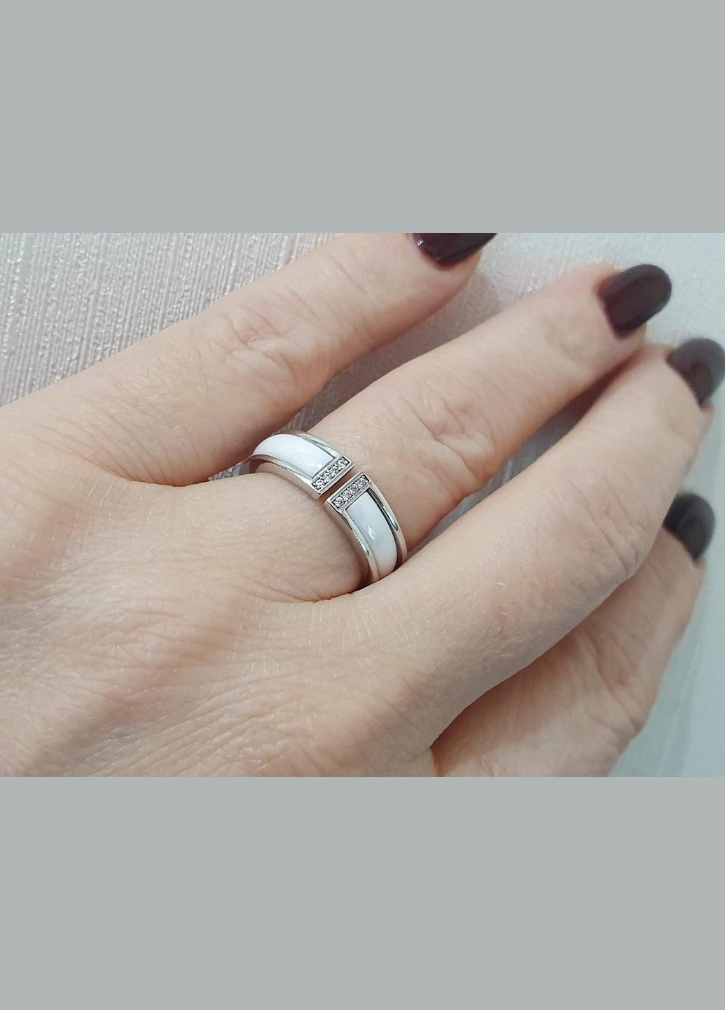 Срібне кільце з керамікою і фіанітами. С1136Б/ Aurora (315832228)