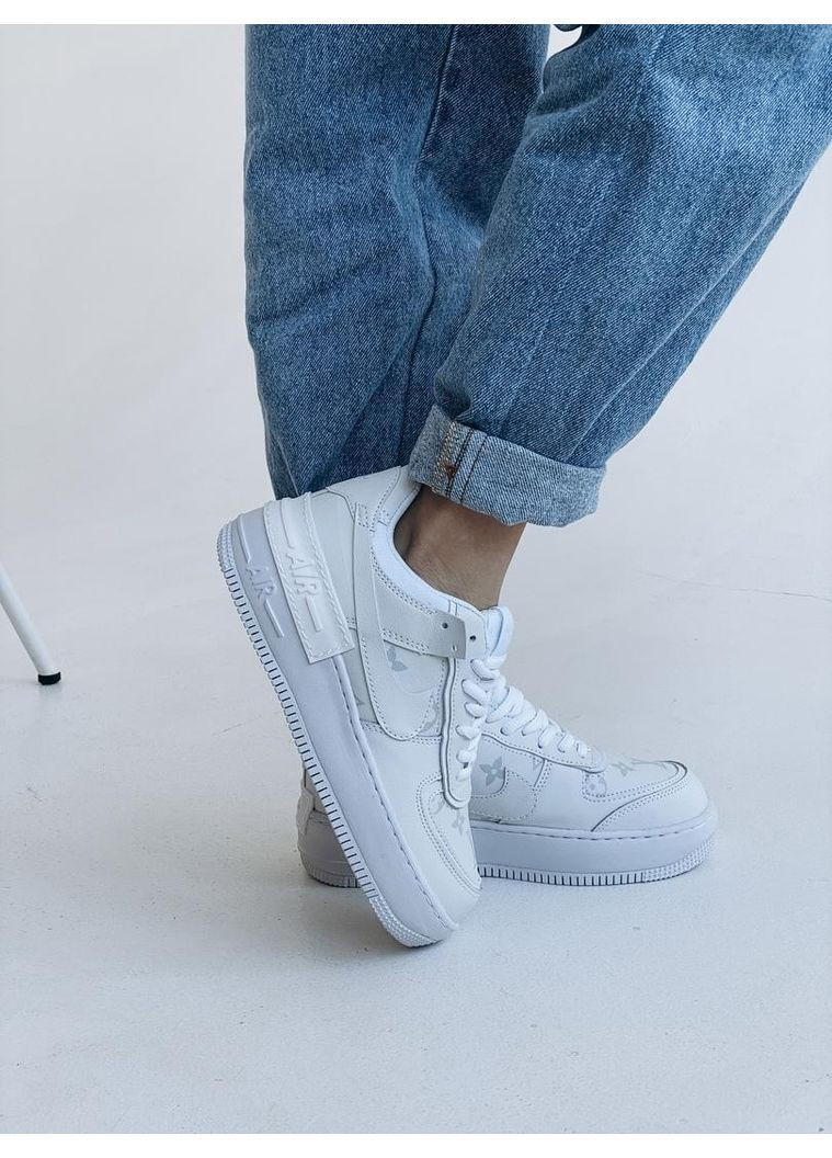 Білі Осінні кросівки чоловічі nike air force 1 shadow white lv 1 найк аір форс 1 преміум No Brand