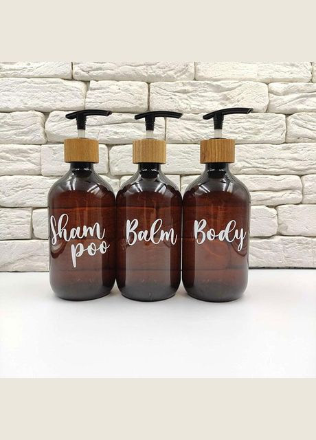 Набір дозаторів для ванної "Донна" коричневий пластик, дерево (5 шт.) англ. No Brand (298794646)