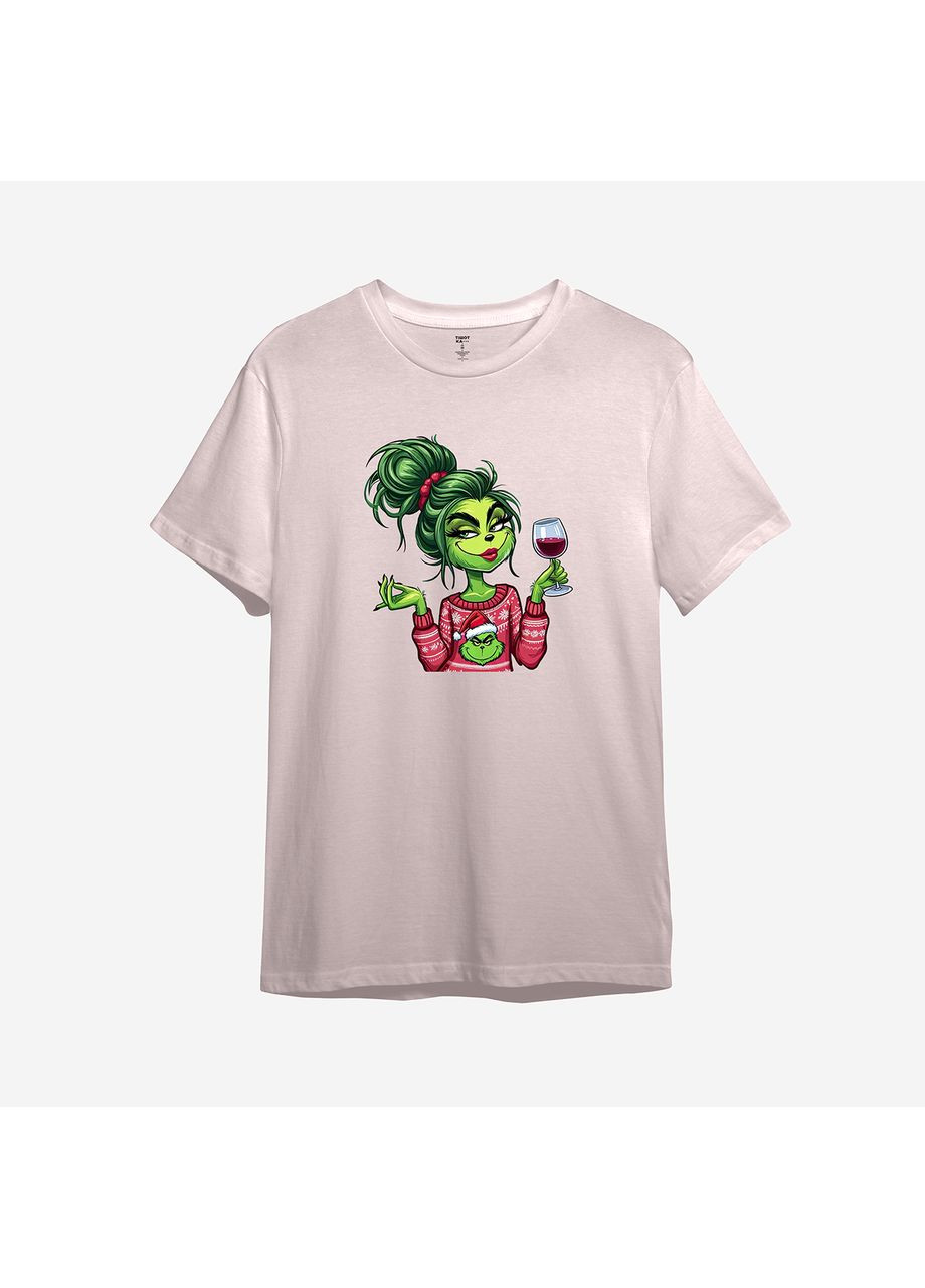 Рожева новорічна футболка з принтом "красуюсь і бісю". the grinch (10528227753) з коротким рукавом ТiШОТКА