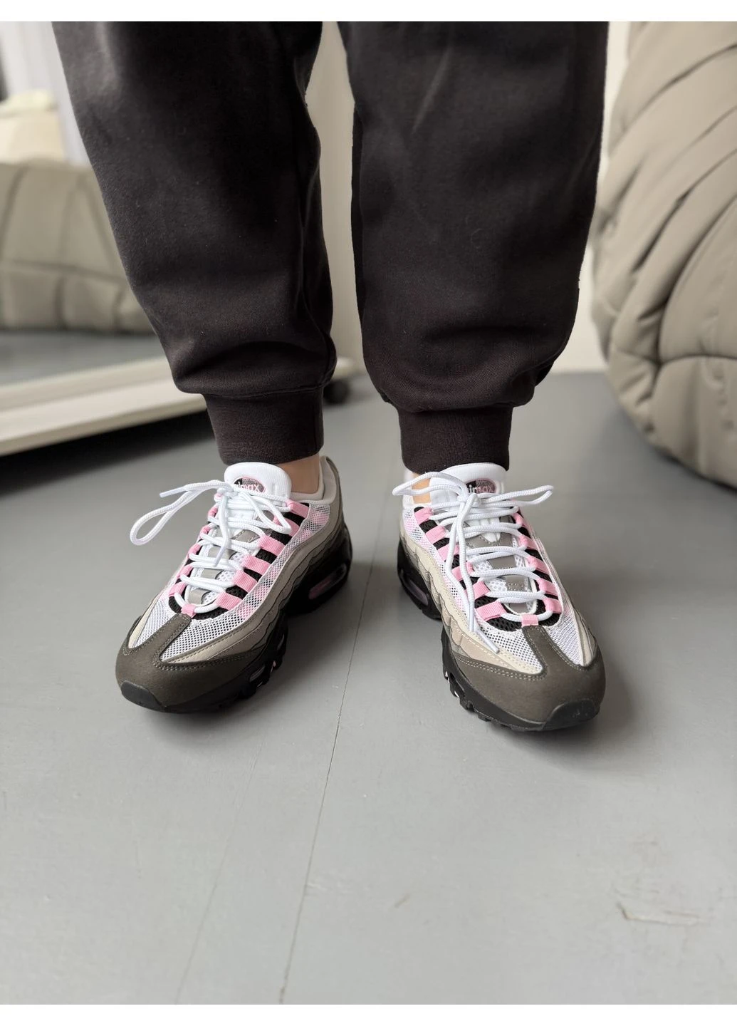 Серые летние кроссовки nike air max 95 grey pifoam найк аир макс 95 No Brand