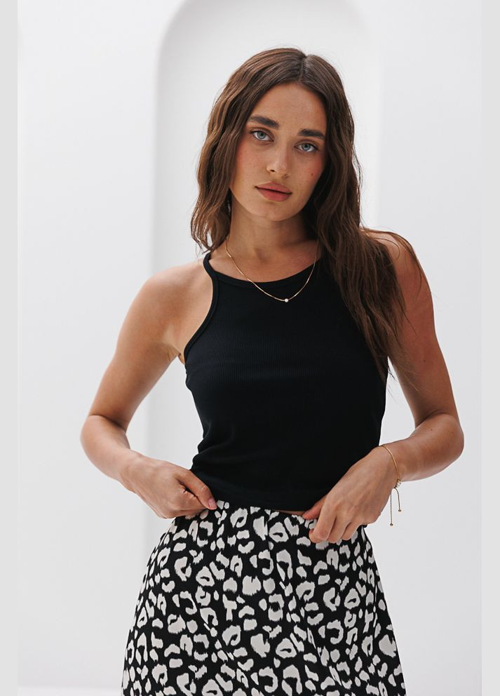 Женская майка в рубчик с американской проймой белая Arjen — 297574681