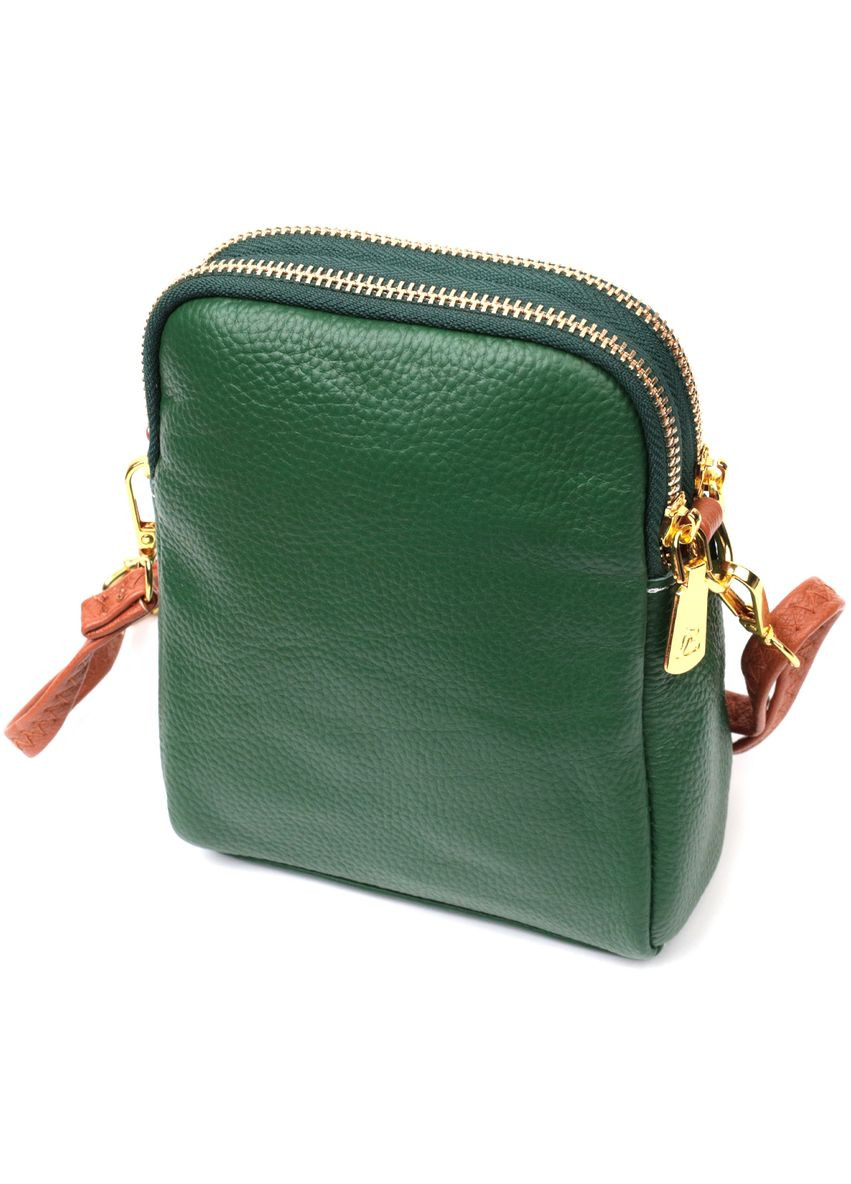 Сумка через плечо трапеция женская кожаная 22268 Зеленая Vintage (302007792)