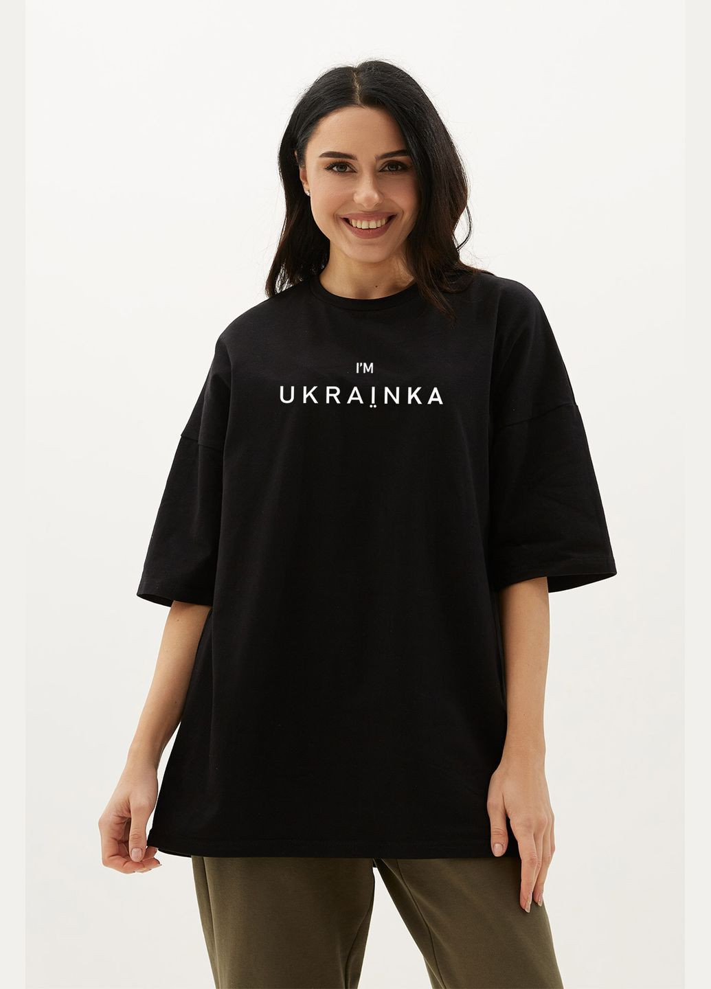 Черная летняя футболка im_ukrainka с коротким рукавом Garne