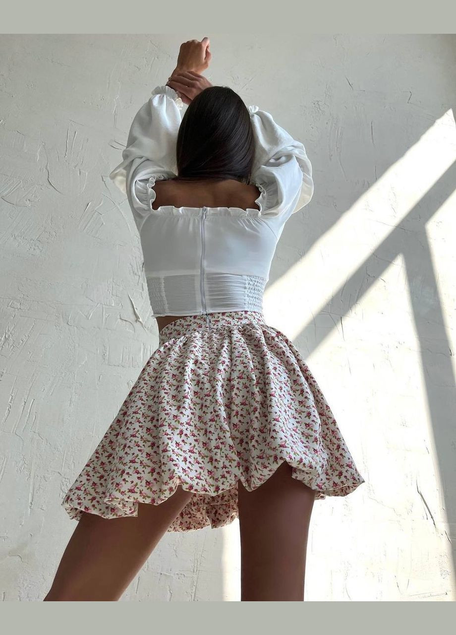 Белая цветочной расцветки юбка No Brand