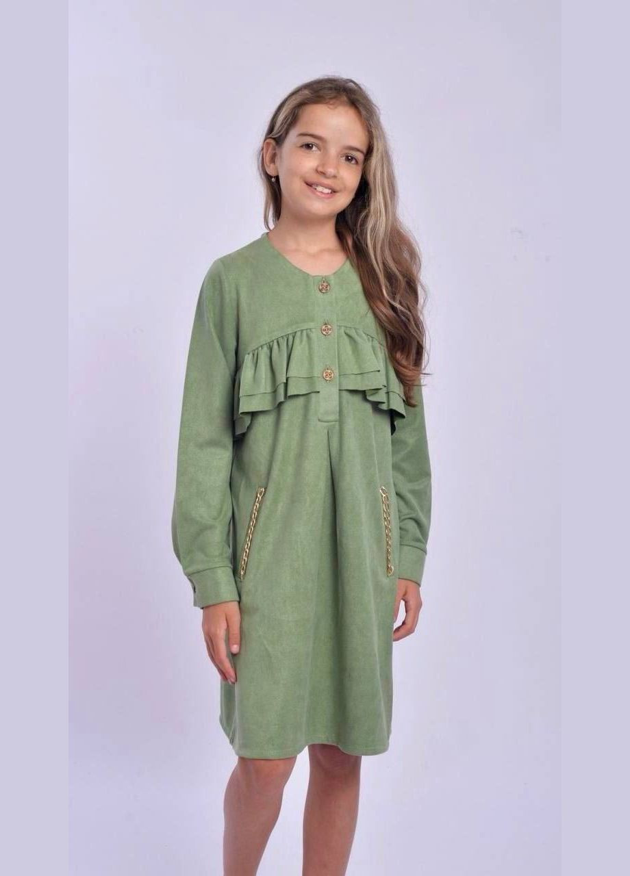 Оливкова сукня із штучної замши Anastasimo (298056530)