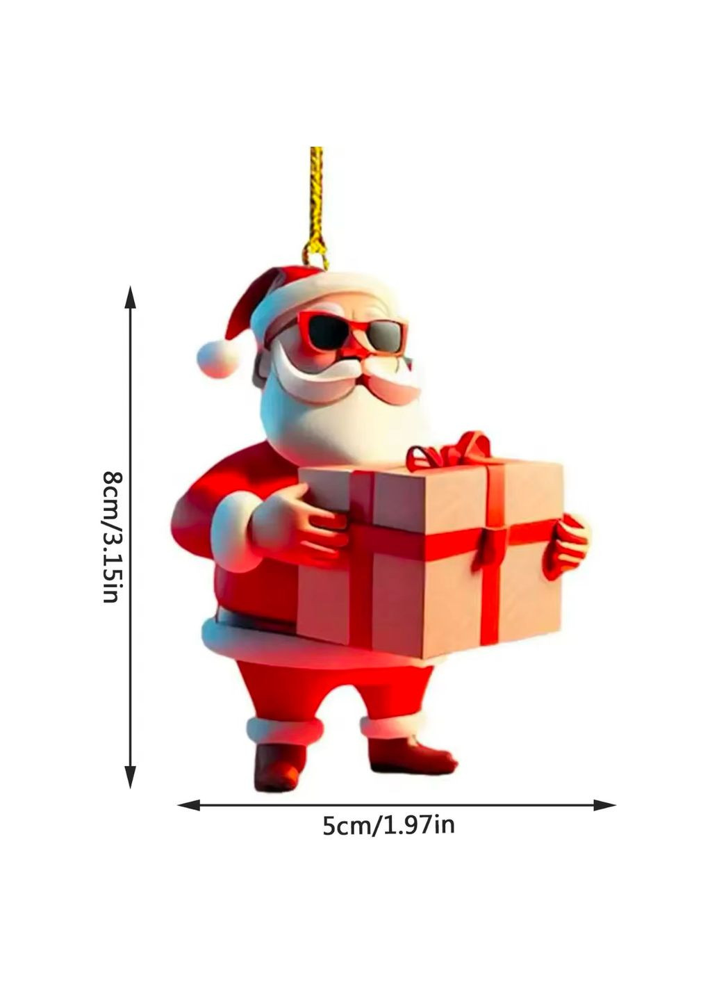 Подвеска игрушка на елку 2D из акрила Дед Мороз (Санта Клаус) или подвеска в машину, подвеска на ключи No Brand (314813417)