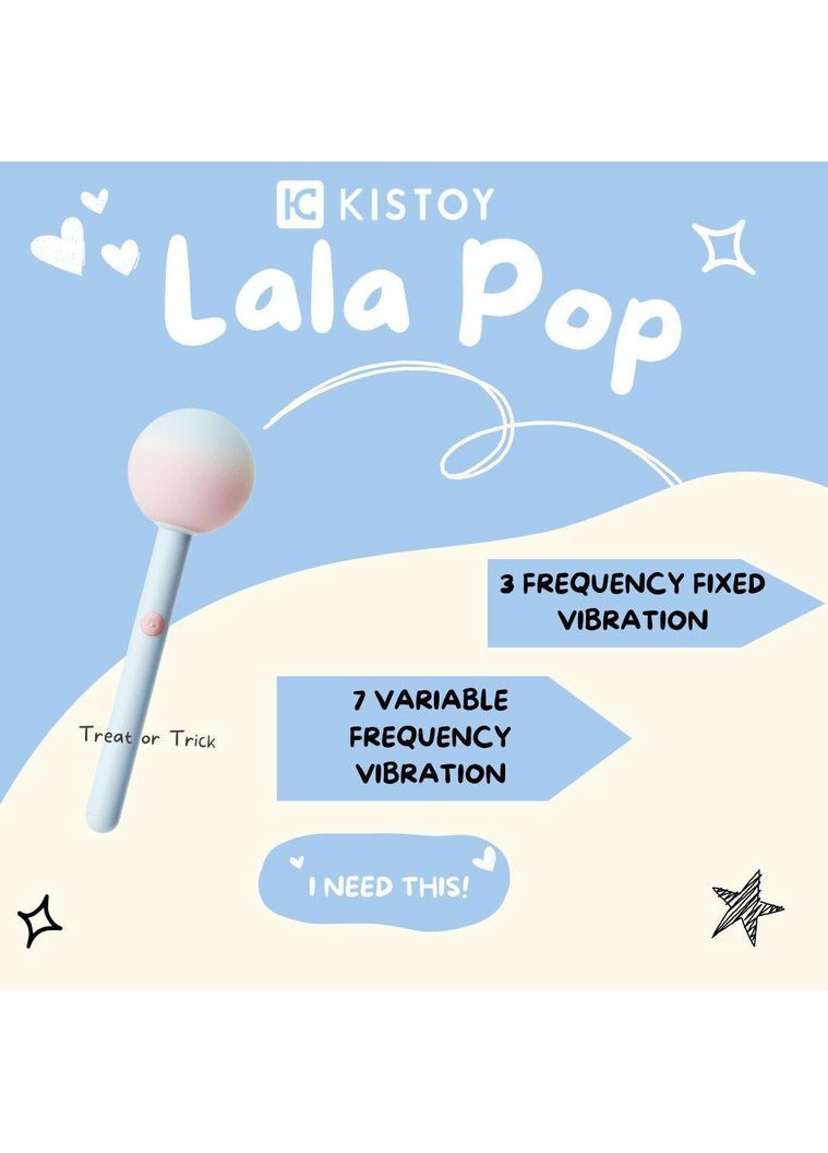 Вібратор-цукерка на паличці KISTOY Lala Pop, 2 мотори, маска на очі в комплекті No Brand (366879807)