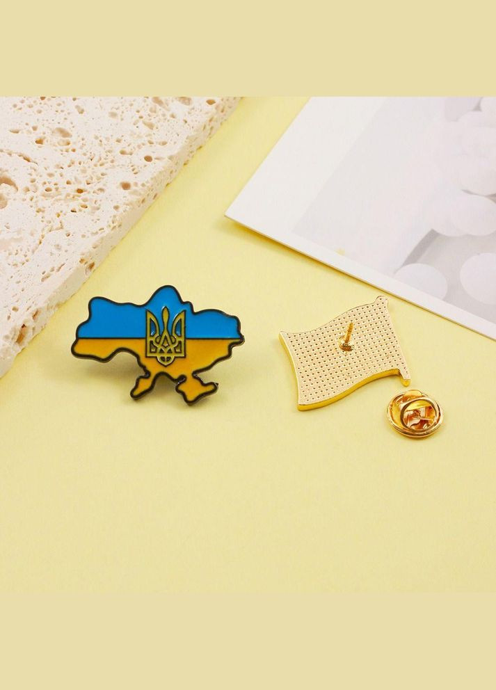 Шикарная брошь значок флага и карты Украины желто-синий No Brand (336947942)