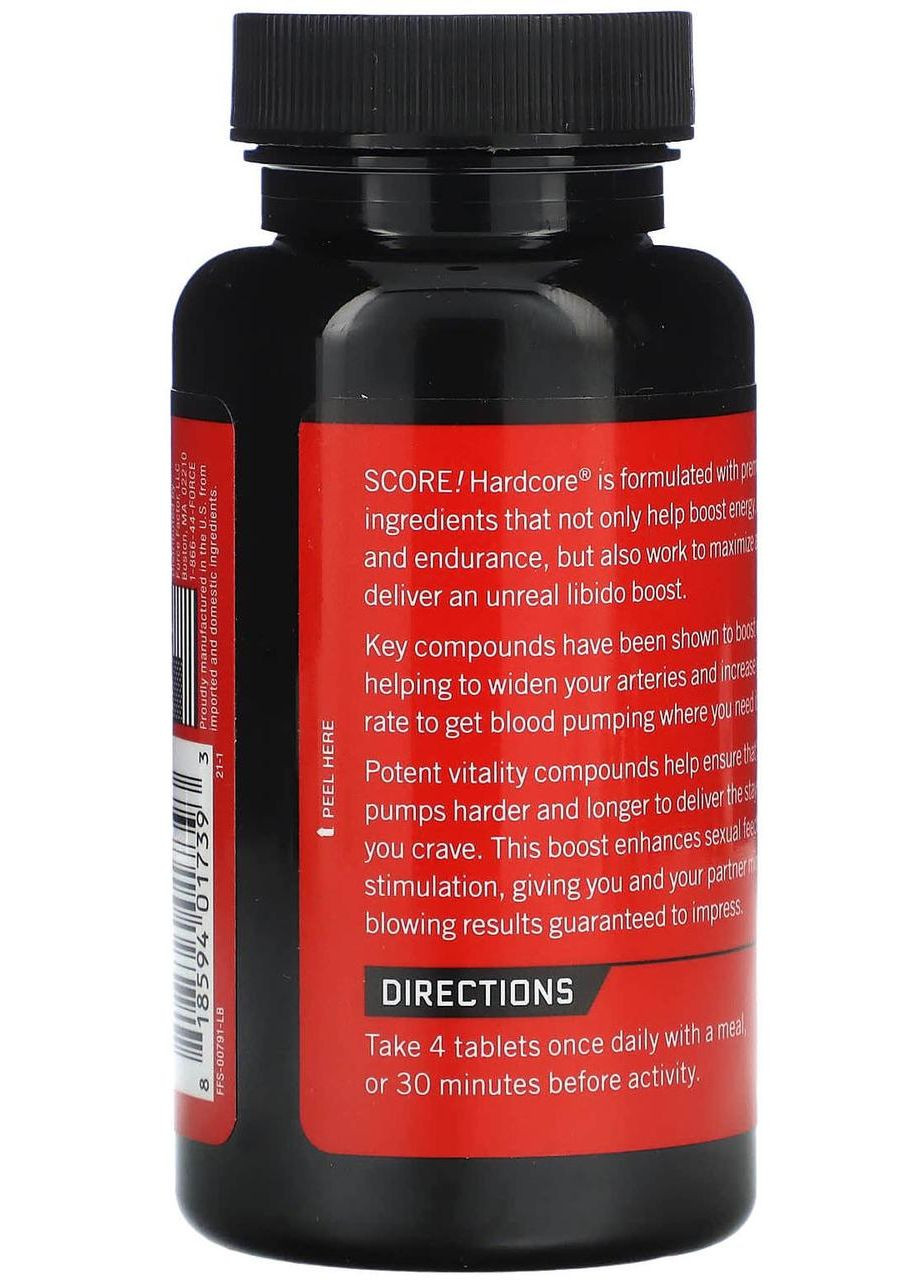 Комплекс який збільшує лібідо та збудження, стимулює приплив крові, SCORE HARDCORE 60 табл.. Force Factor (350314599)