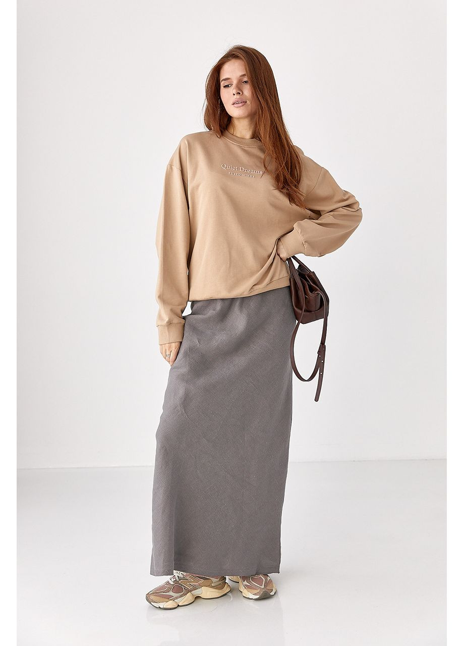 Светло-коричневый свитшот с объемной надписью Lurex (355077374)