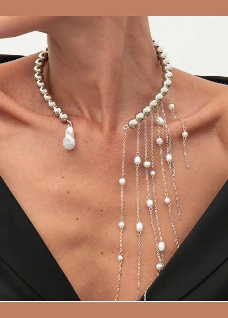 Ексклюзивне намисто кольє з ланцюгами перлами, 1144 No Brand (345627687)