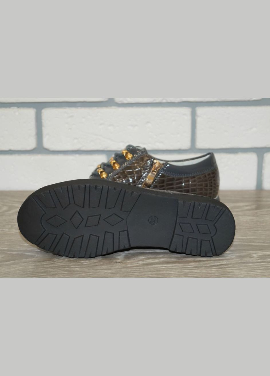 Коричневые туфли для девочки коричневые на платформе Леопард