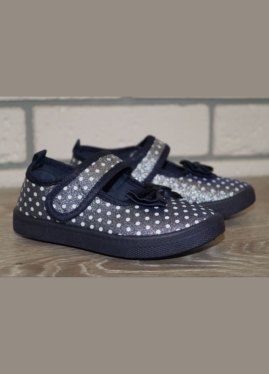 Тапочки для дівчинки на липучці з бантиком сині Blue Rama (324266470)