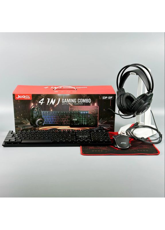 Ігровий комплект Jedel CP-09 4в1 (клавіатура + миша + навушники + килимок + підставка) з підсвіткою Onikuma (363131710)
