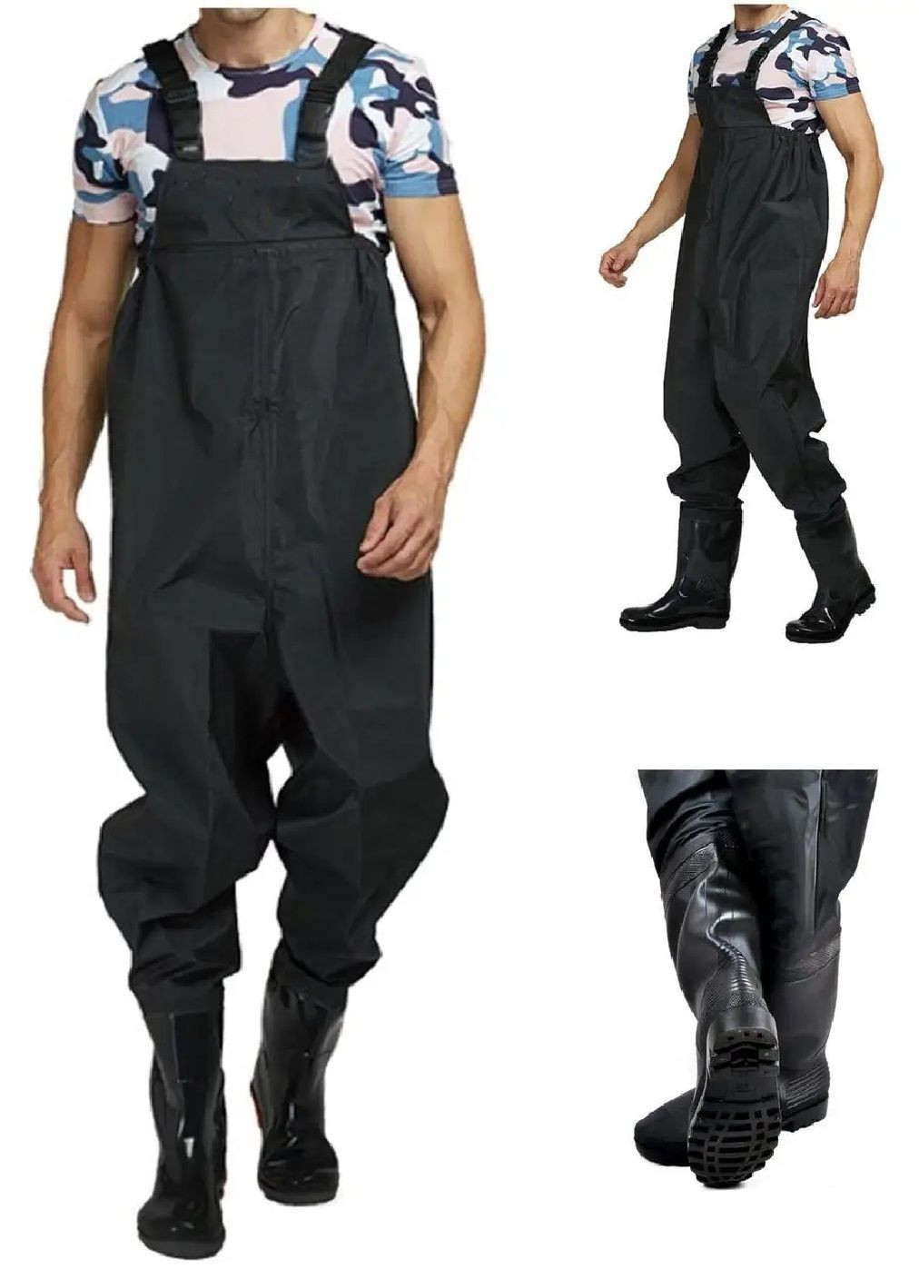 Заброди рибальські одяг для рибалок комбінезон вейдерси з підтяжками 41 розмір (45214) Чорний Unbranded (289354622)