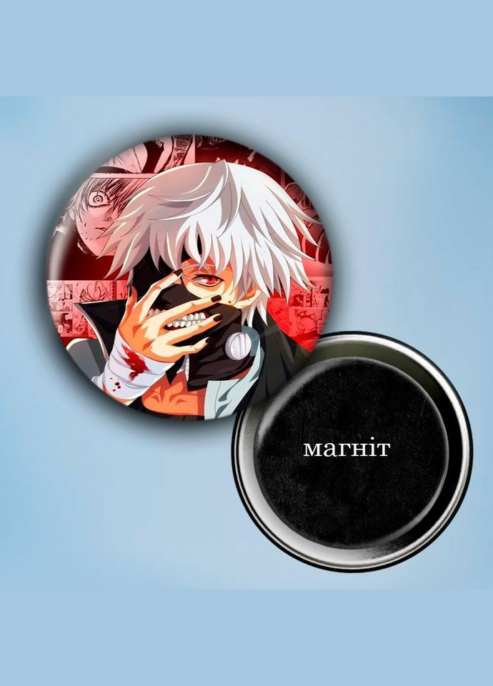 Фотомагніт (магніт на холодильник) Аніме Токійський гуль #0007 56 мм чорний No Brand (309156369)