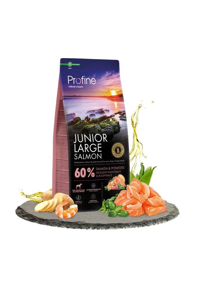 Сухий корм для цуценят Junior Large Salmon and Potatoes і юніорів великих порід лосось і картопля 12 кг Profine (399748577)