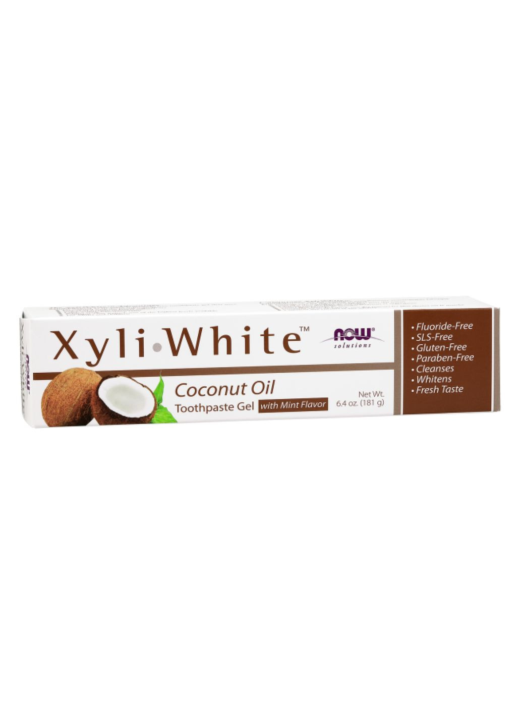 Зубна паста для дорослих і дітей XyliWhite кокосова 6.4oz без фтору і SLS Now Foods (367957889)