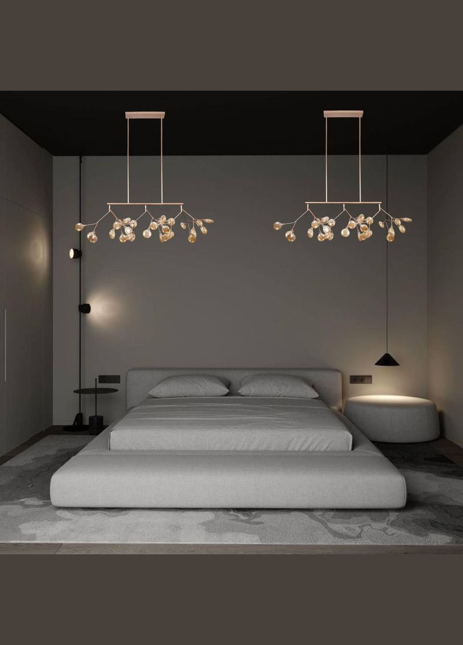 Розово-золотая люстра из стеклянных лепестков на 27 ламп Petals (918-LP264-27 RS+BR) No Brand (370069945)