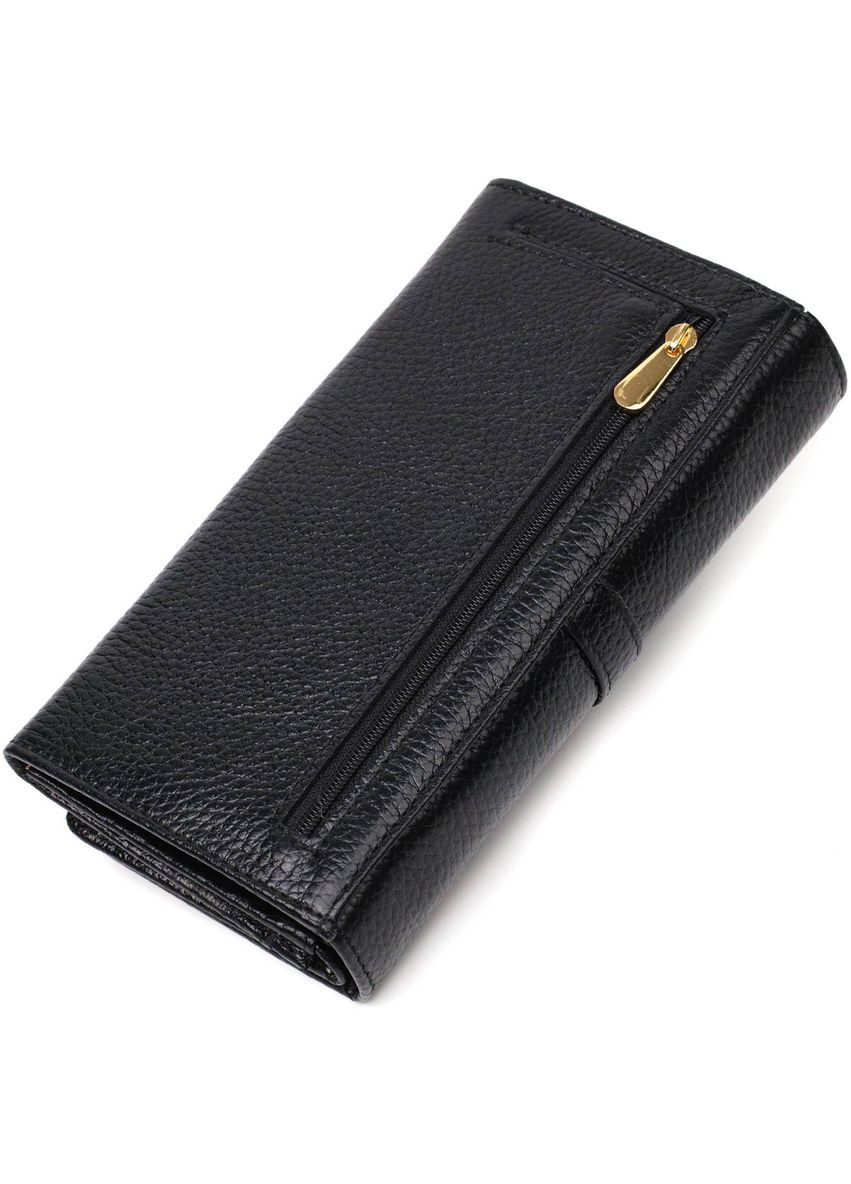Жіночий гаманець з великою кількістю відділень із натуральної шкіри з монетницею 21961 Чорний Tony Bellucci (306881289)