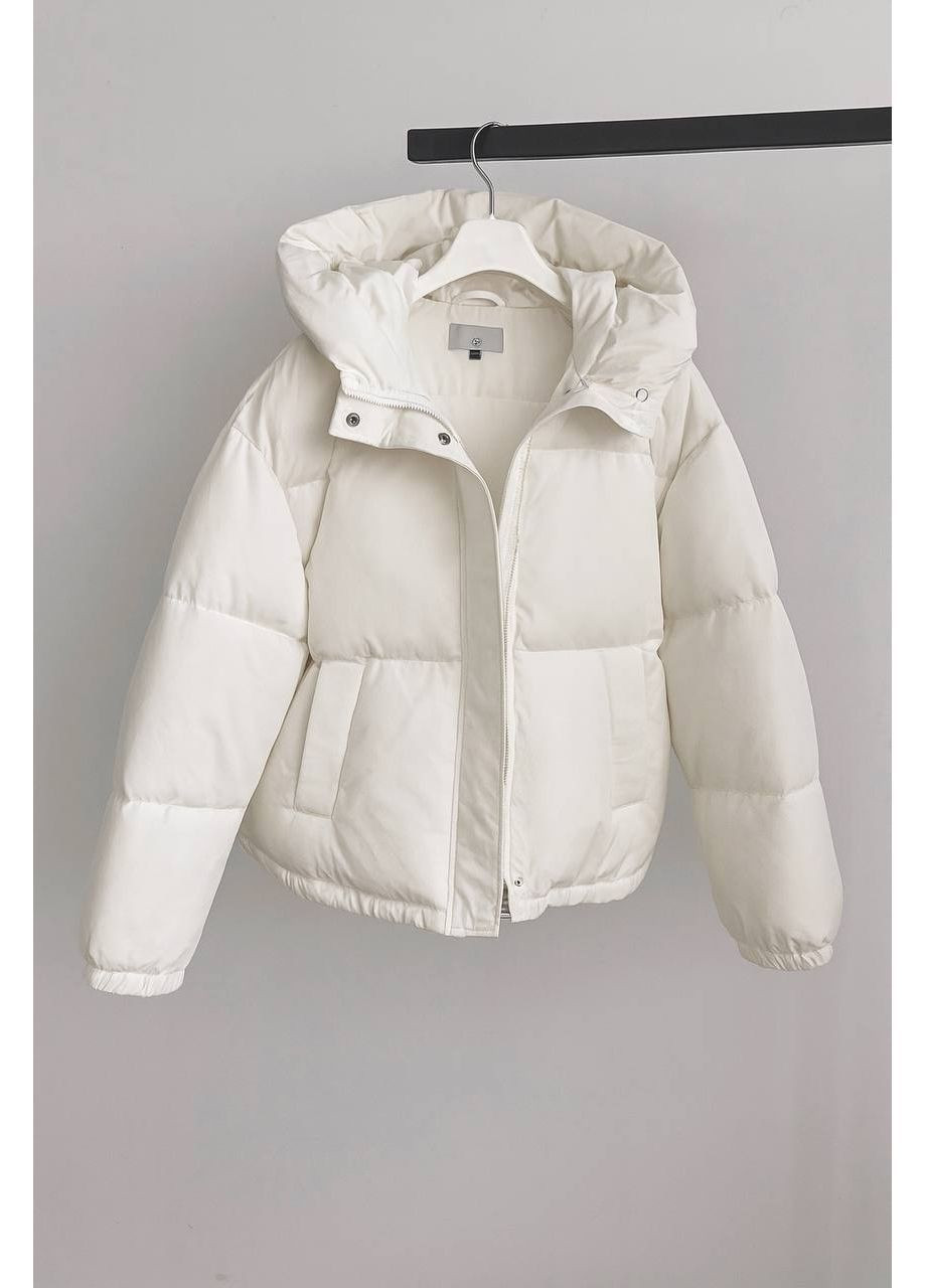 Молочна зимня жіноча утеплена куртка No Brand