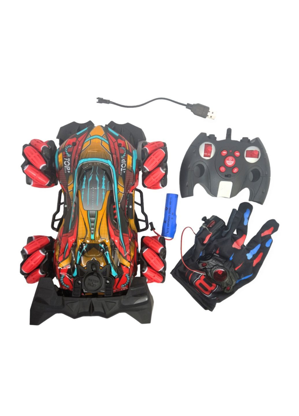 Машинка перевертун пар з труби керування рукою велика радіокерована трюкова з пультом всюдихід червона No Brand (294985829)