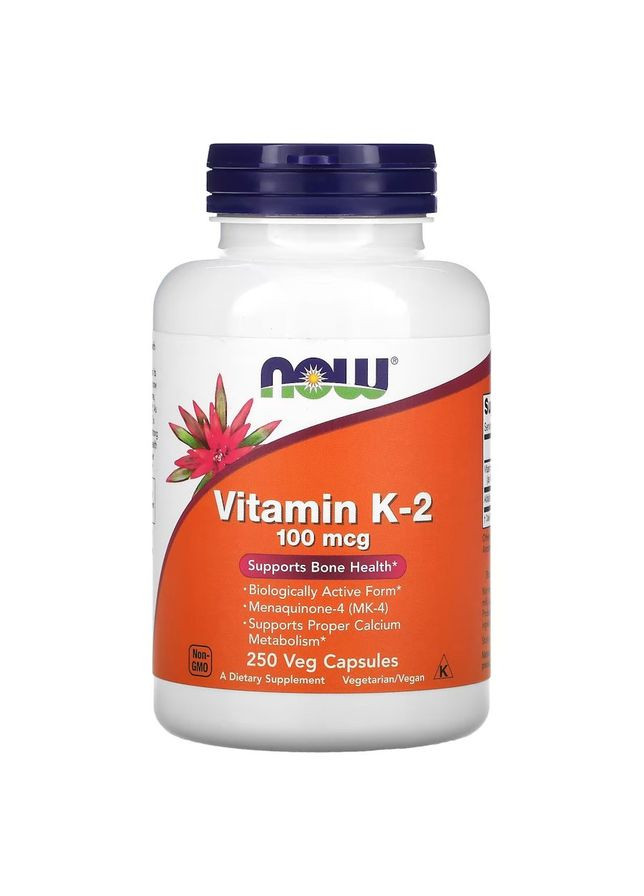 Вітаміни та мінерали Vitamin K2 100 mcg, 250 вегакапсул Now (325460981)