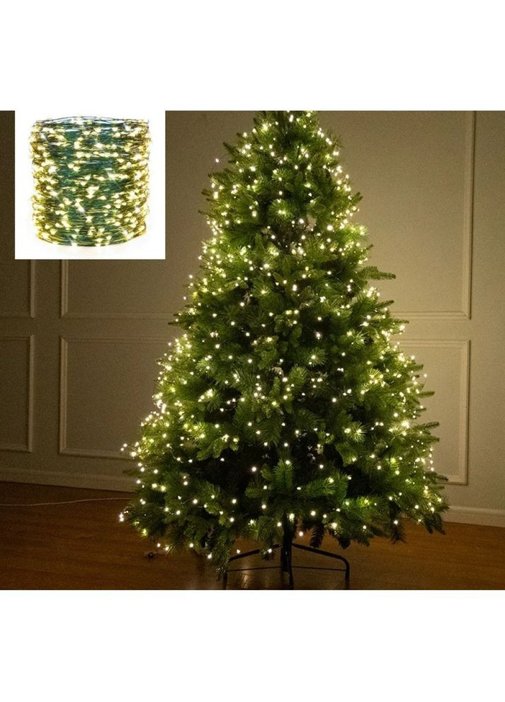 Светодиодная гирлянда Роса Тёплый белый, зеленый провод, USB + пульт UKC 1451 (349821903)