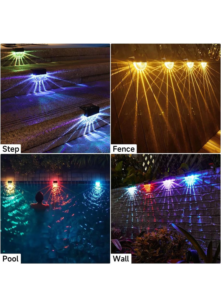 Светильники садовые солнечные LED, набор 6 шт, теплый белый свет 7 цветов освещение для лестницы террасы двора No Brand (359380427)