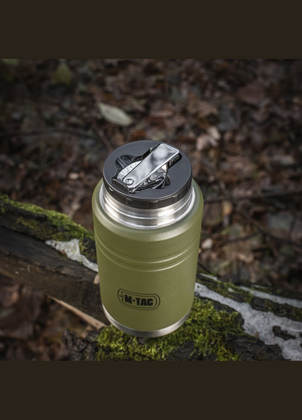 Термос 750 мл зі складною ложкою олива/нерж. M-TAC (303261773)