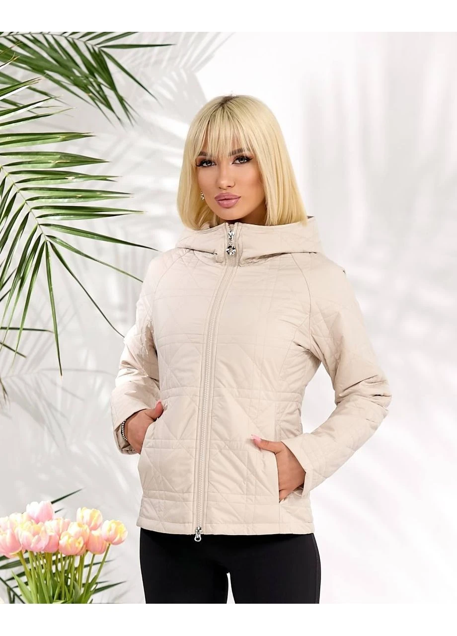 Бежевая демисезонная стеганая куртка No Brand