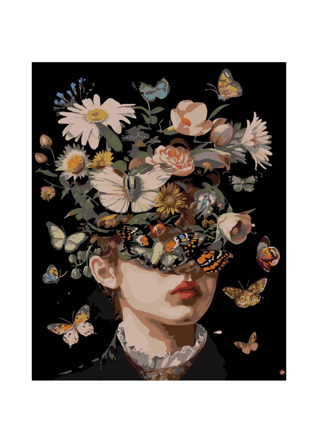 Картина по номерам Девушка и бабочки на черном фоне см для творчества. Strateg (369760106)