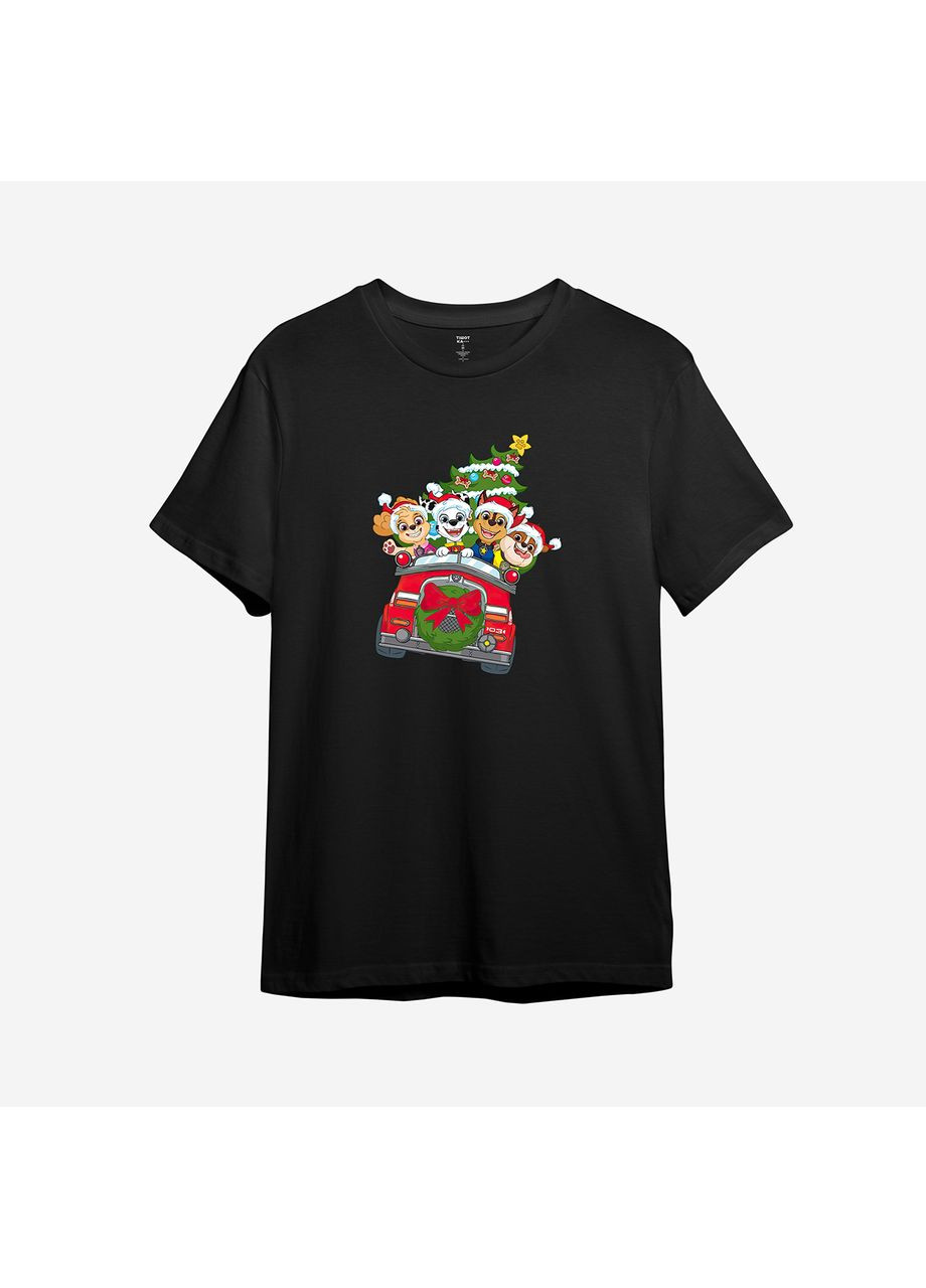 Черная демисезонная детская новогодняя футболка с принтом "ёлочный патруль". щенячий патруль (10556521615) ТiШОТКА
