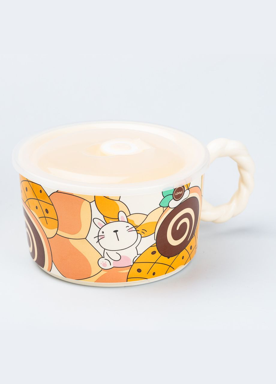 Керамическая бульонница 800 мл с пластиковой крышкой "Кролик" супница миска для лапши TS Kitchen (315636231)