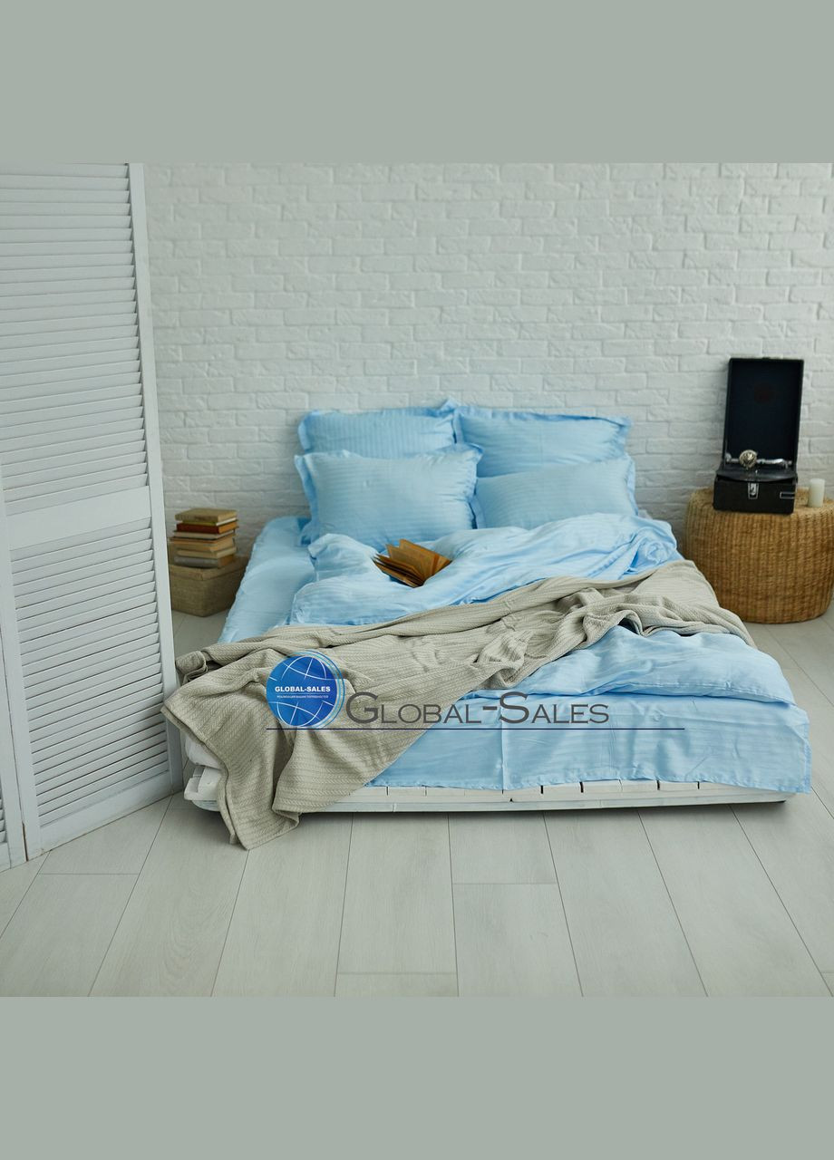 Двоспальна страйп-Сатин постільна білизна Небесна 180*220см Calipso (316632426)