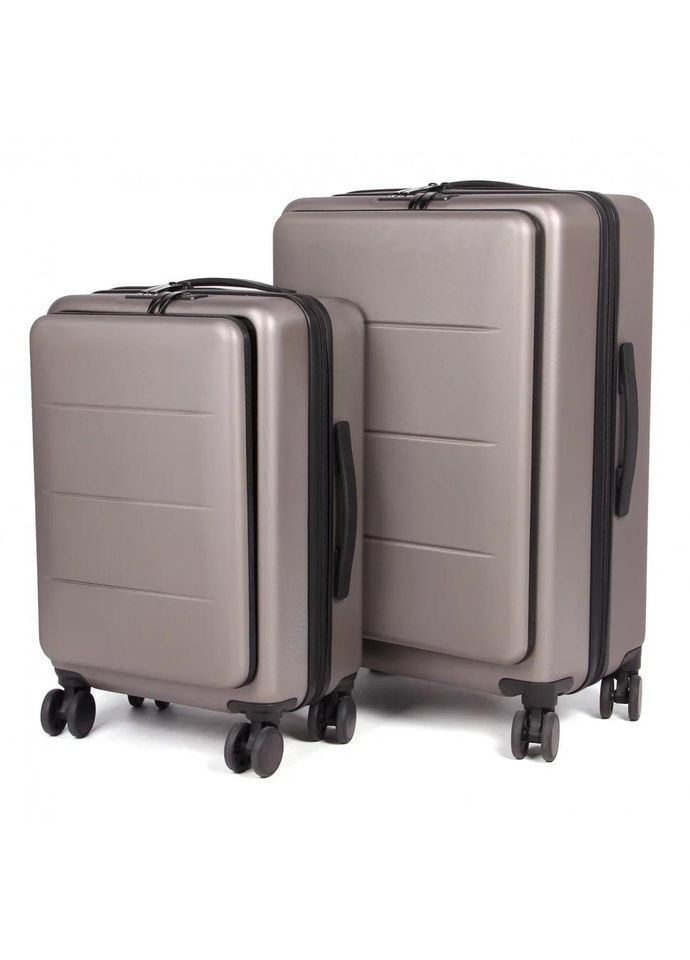 Комплект пластиковых чемоданов из двух штук 18-5033 (20-25) какао (S - 56 х 33 х 23 (40л), M - 66 х 43 х 27 (70л)) COOLIFE (322169520)