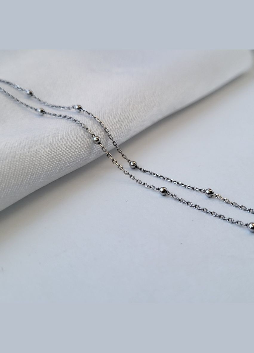 Серебряная цепочка чокер якорь см серебро 925 пробы Родированное колье с шариками 1.40г 226р1/40 No Brand (306854539)