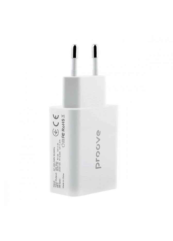 Сетевое зарядное устройство Rapid 20W (Type-C+USB) white Proove (333800022)