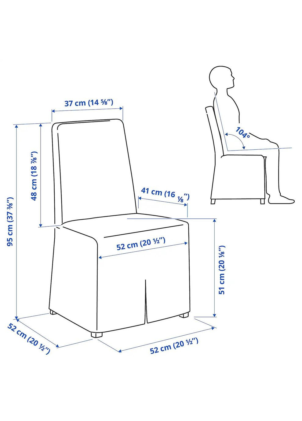 Крісло з довгим чохлом ІКЕА BERGMUND (s69384251) IKEA (278407580)