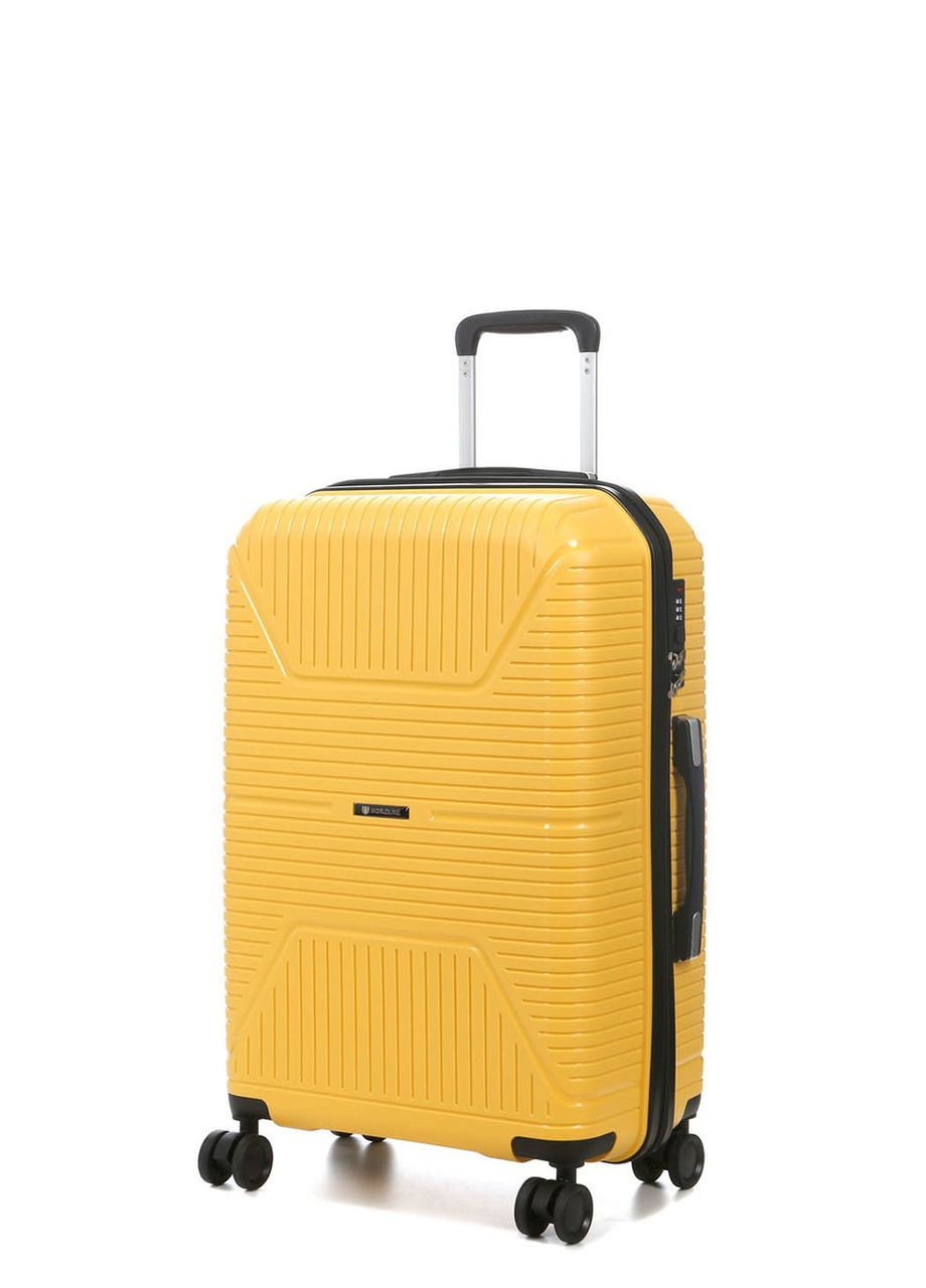 Чемодан средний М полипропилен жёлтый 65х44х26/62л/3.3кг/ 291 WORLDLINE (324802371)