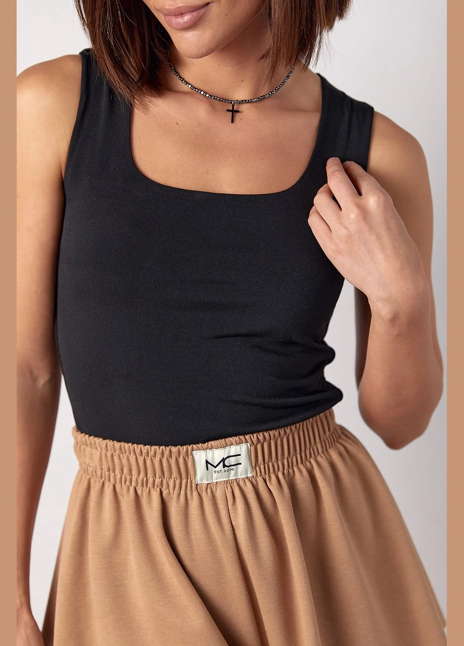 Короткая майка с эластичной ткани - черный Lurex — 297577511