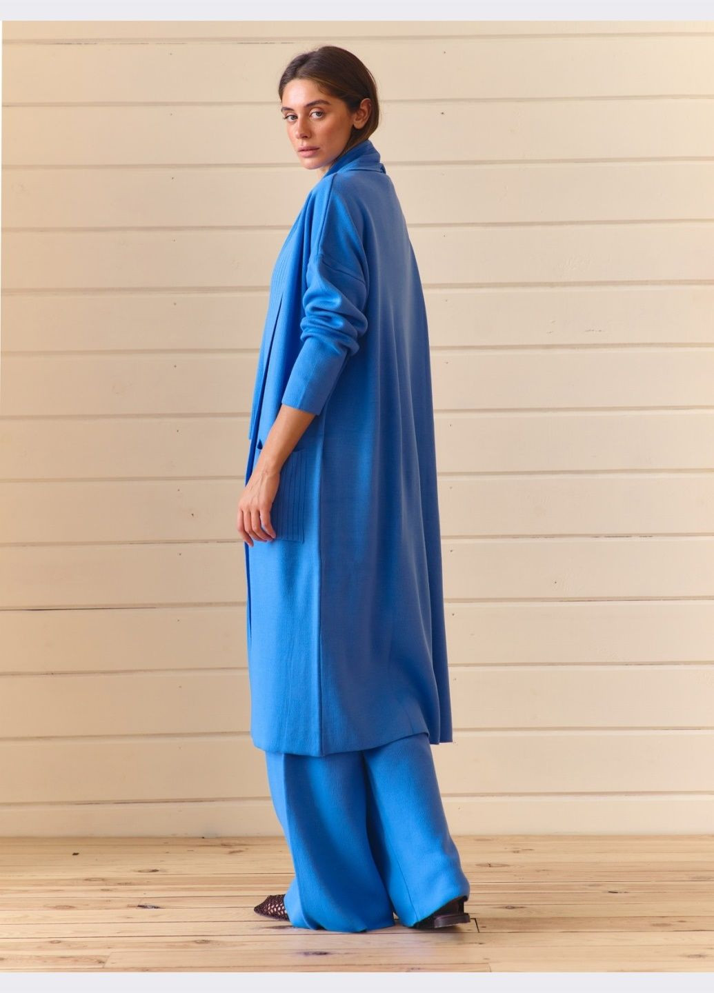 в'язаний костюм-трійка з брюками блакитний Dressa (303360798)