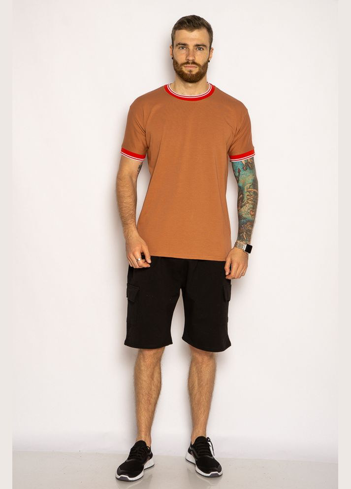 Бесцветная футболка с полосками на вырезе (кирпичный) Time of Style