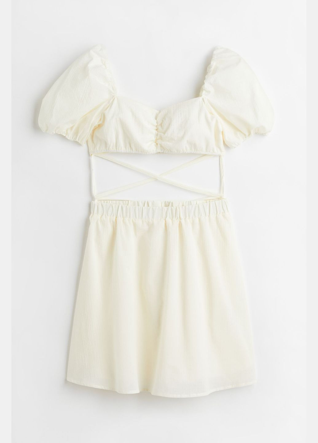 Молочное платье H&M однотонное