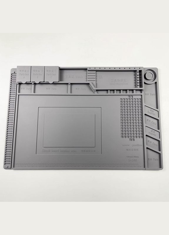 Антистатичний термостійкий килимок S-160 для ремонту техніки / паяння 300x450 мм Grey Kaisi (325432636)