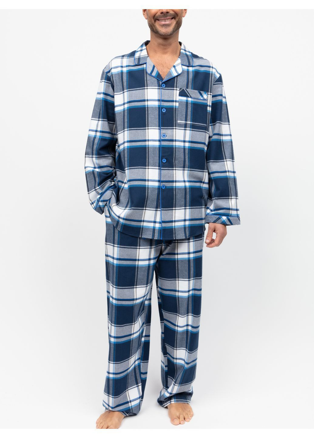 Піжама чоловіча тепла фланель 100% бавовна зимова преміум комфорт Cyberjammies Frosty (368558979)