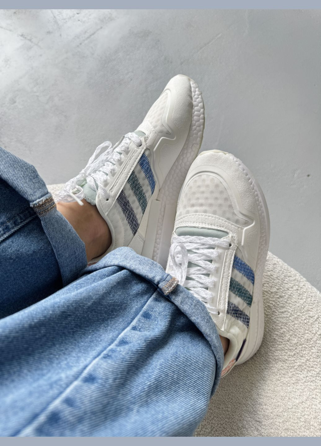 Белые демисезонные кроссовки мужские и женские adidas zx 500 rm white | адидас zx 500 белые No Brand