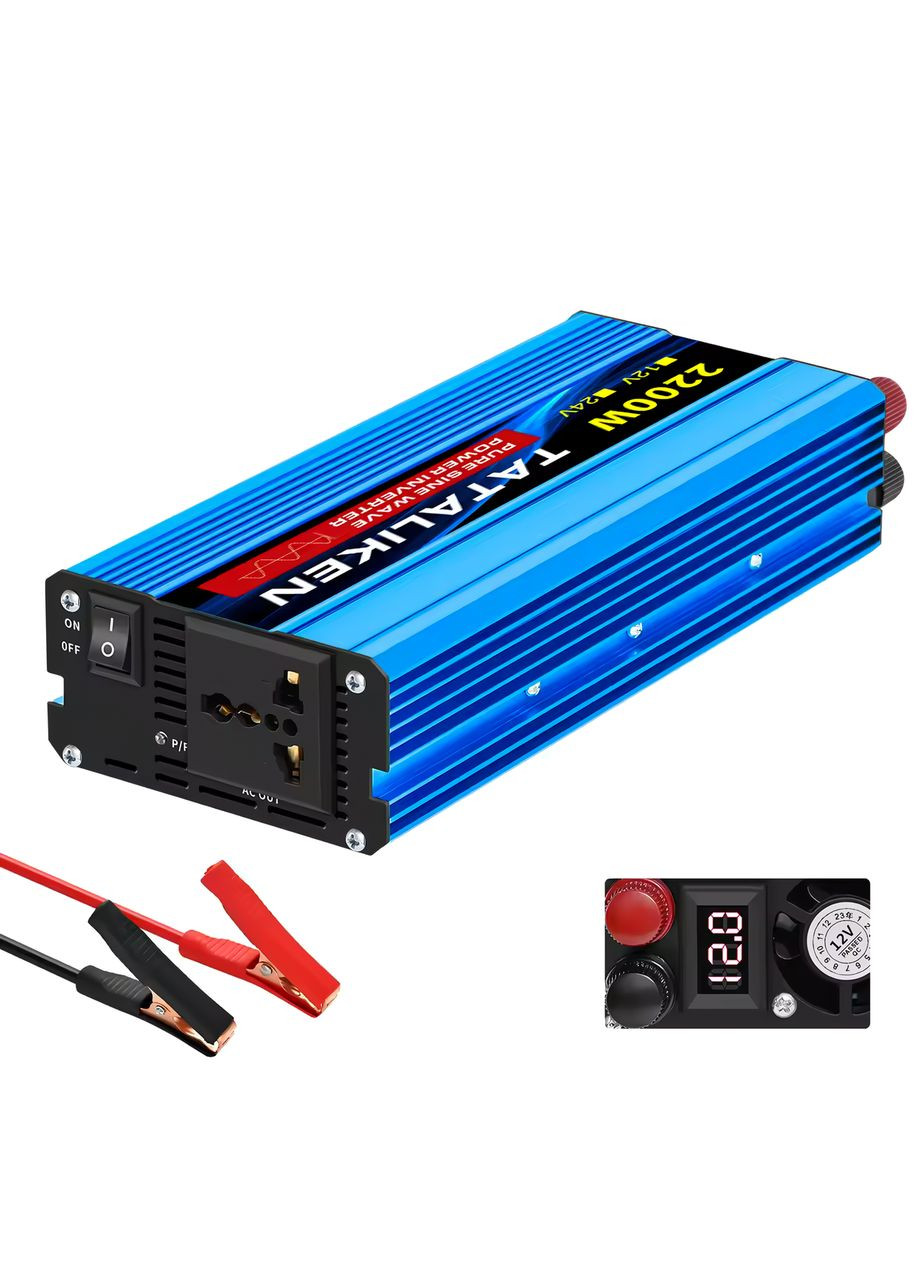 Інвертор 1000w/2200w 12-220v чистий (правильний) синус pure sine перетворювач напруги 12в 220в Tataliken (350947321)